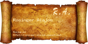 Rosinger Alajos névjegykártya